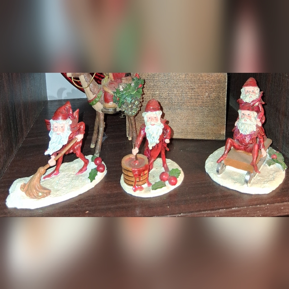 Folkart Santas Or Festive Elves (Set Of 3)